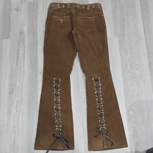 Dollhouse Brown Lace-Up Wide Leg Corduroy pants